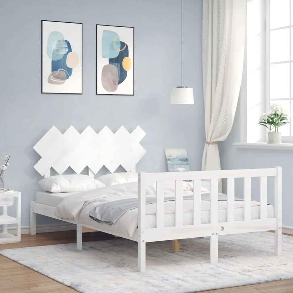 vidaXL Cama sem colchão 120x200 cm madeira de pinho maciça branco