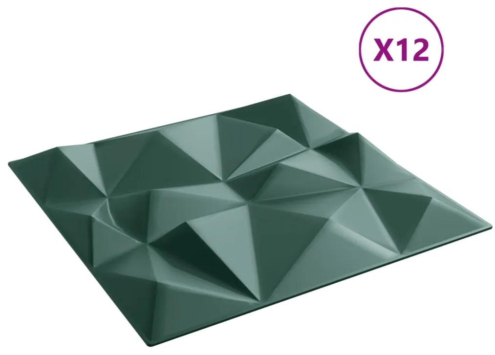 Painéis de parede 12 pcs 50x50 cm 3 m² XPS diamante verde