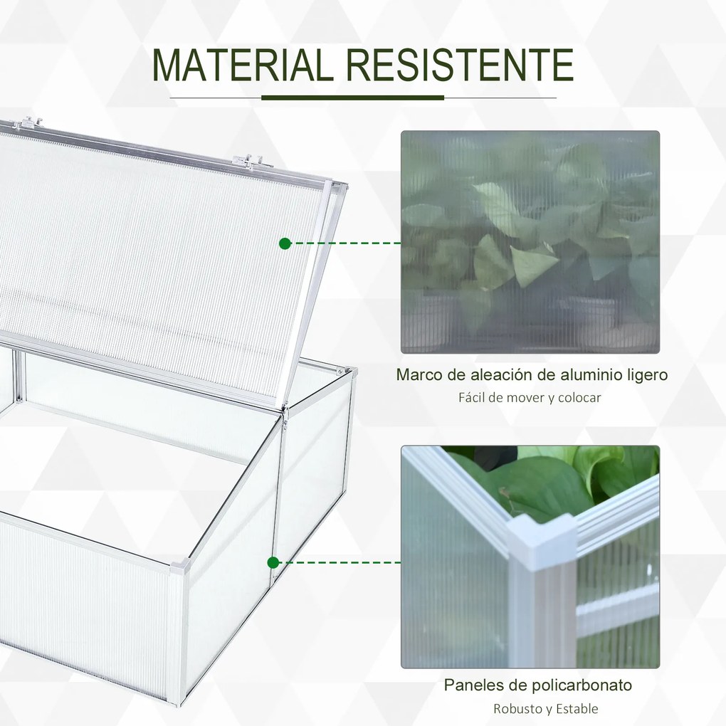 Outsunny Estufa de Jardim Alumínio Policarbonato Transparente Viveiro para Plantas Culturas 100x100x48 cm