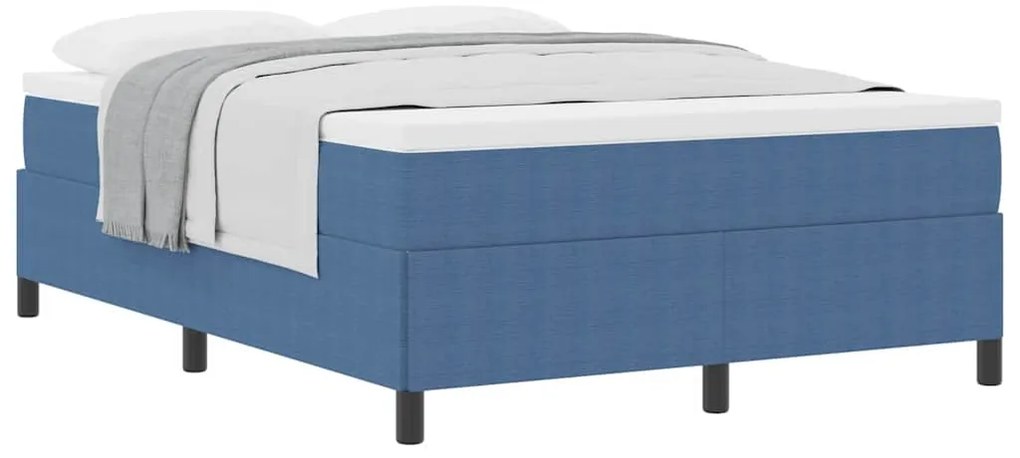 Estrutura de Cama vidaXL Azul 140x200 cm em Tecido Canelado