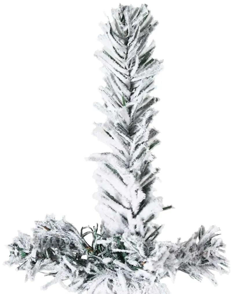 Meia árvore de Natal fina com flocos de neve 180 cm