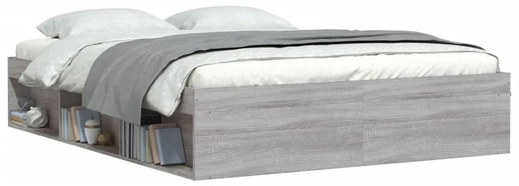 Estrutura de cama king 150x200 cm cinzento sonoma