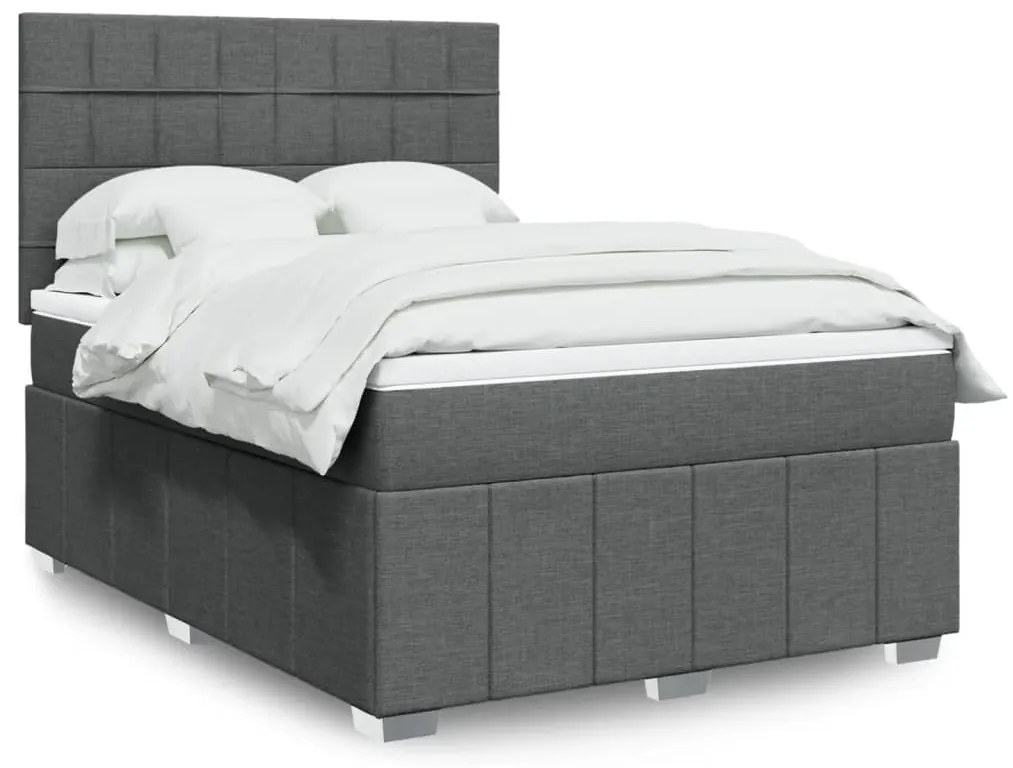 Cama com molas/colchão 140x200 cm tecido cinzento-escuro