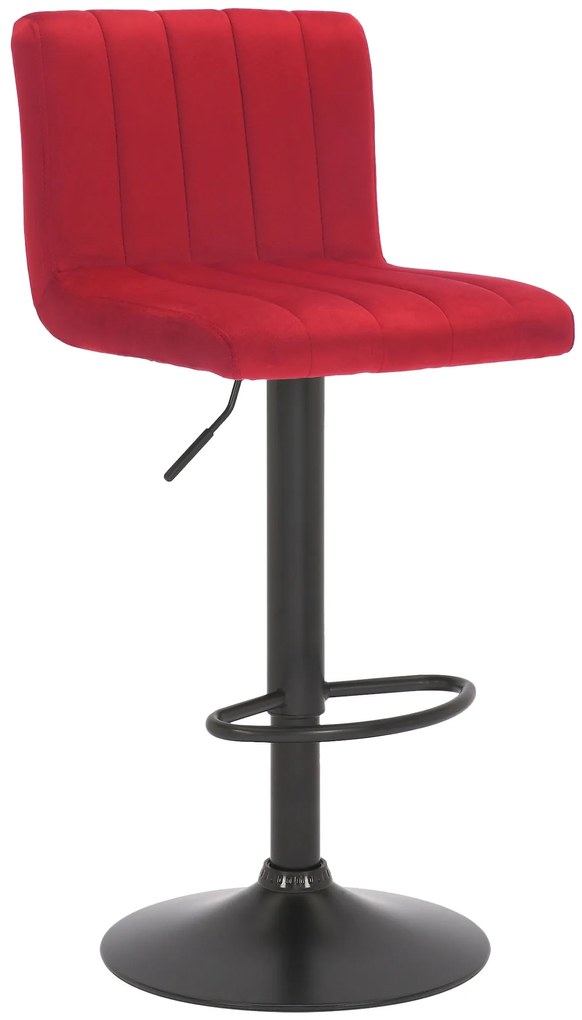 Banco de bar Jamie em veludo e com estrutura preta 41 x 87-107 x 49 cm Vermelho
