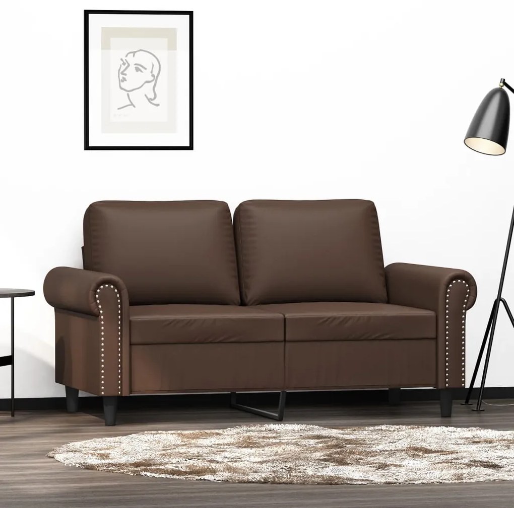 vidaXL Sofá de 2 lugares 120 cm couro artificial castanho