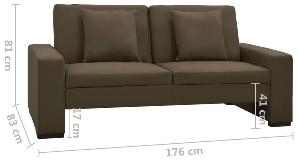 Sofá-cama couro artificial castanho