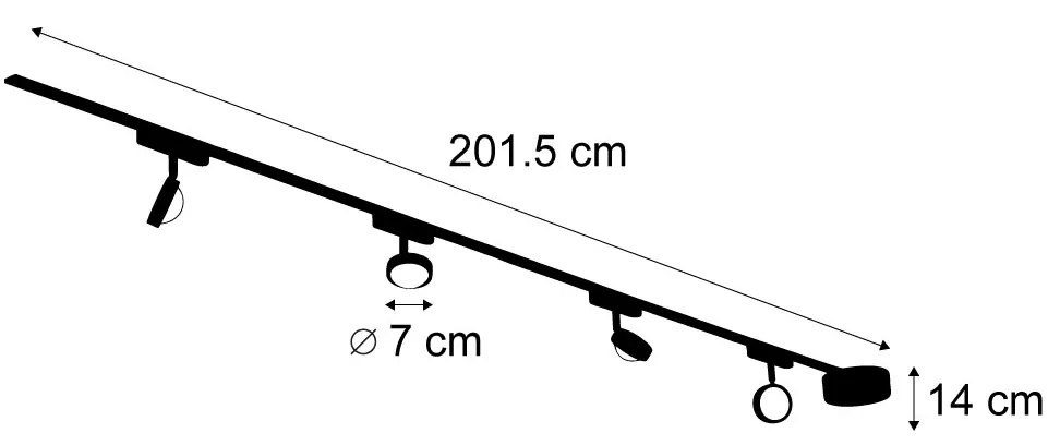 LED Sistema de iluminação de trilho moderno com 4 focos pretos monofásicos - Magnetic Lance Moderno