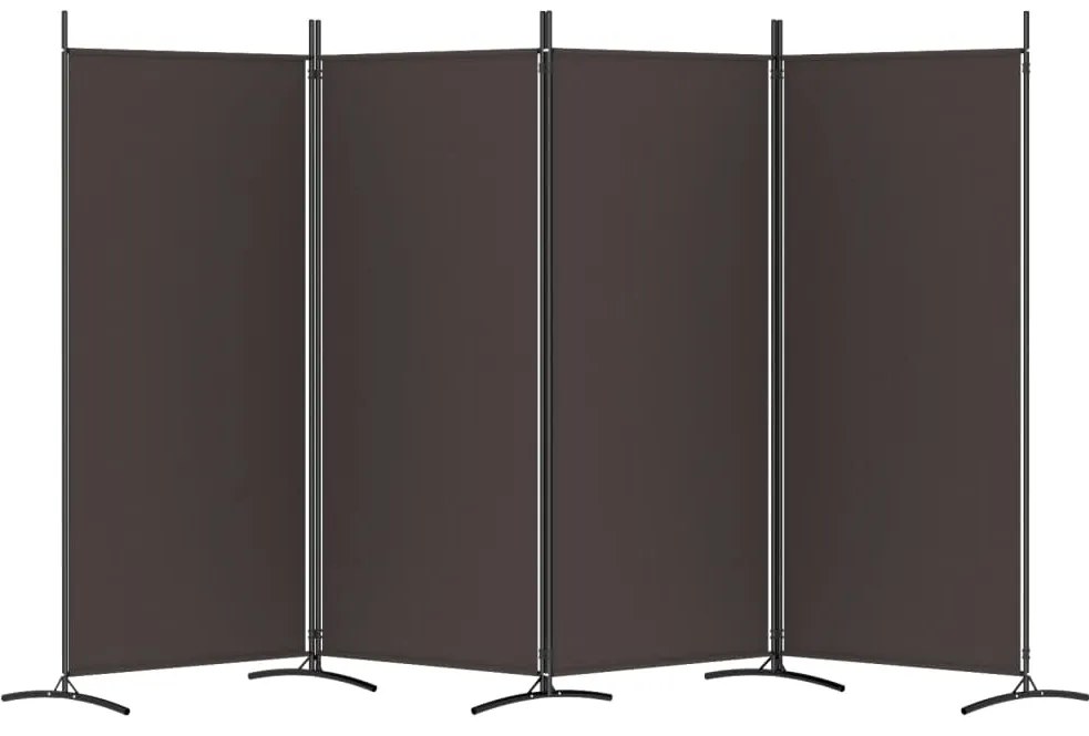Divisória de quarto com 4 painéis 346x180 cm tecido castanho