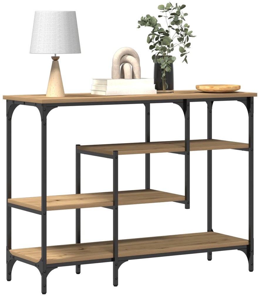 Mesa de Consola vidaXL Carvalho Artesanal 100x35x75 cm Madeira Engenha