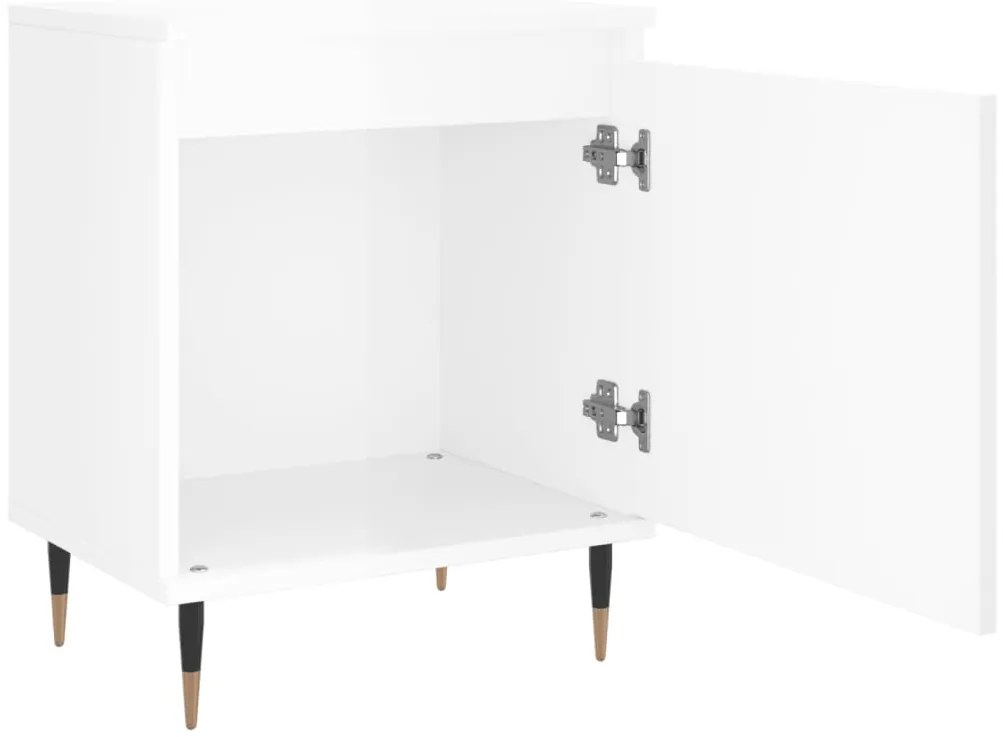 Mesa de cabeceira derivados de madeira branco brilhante