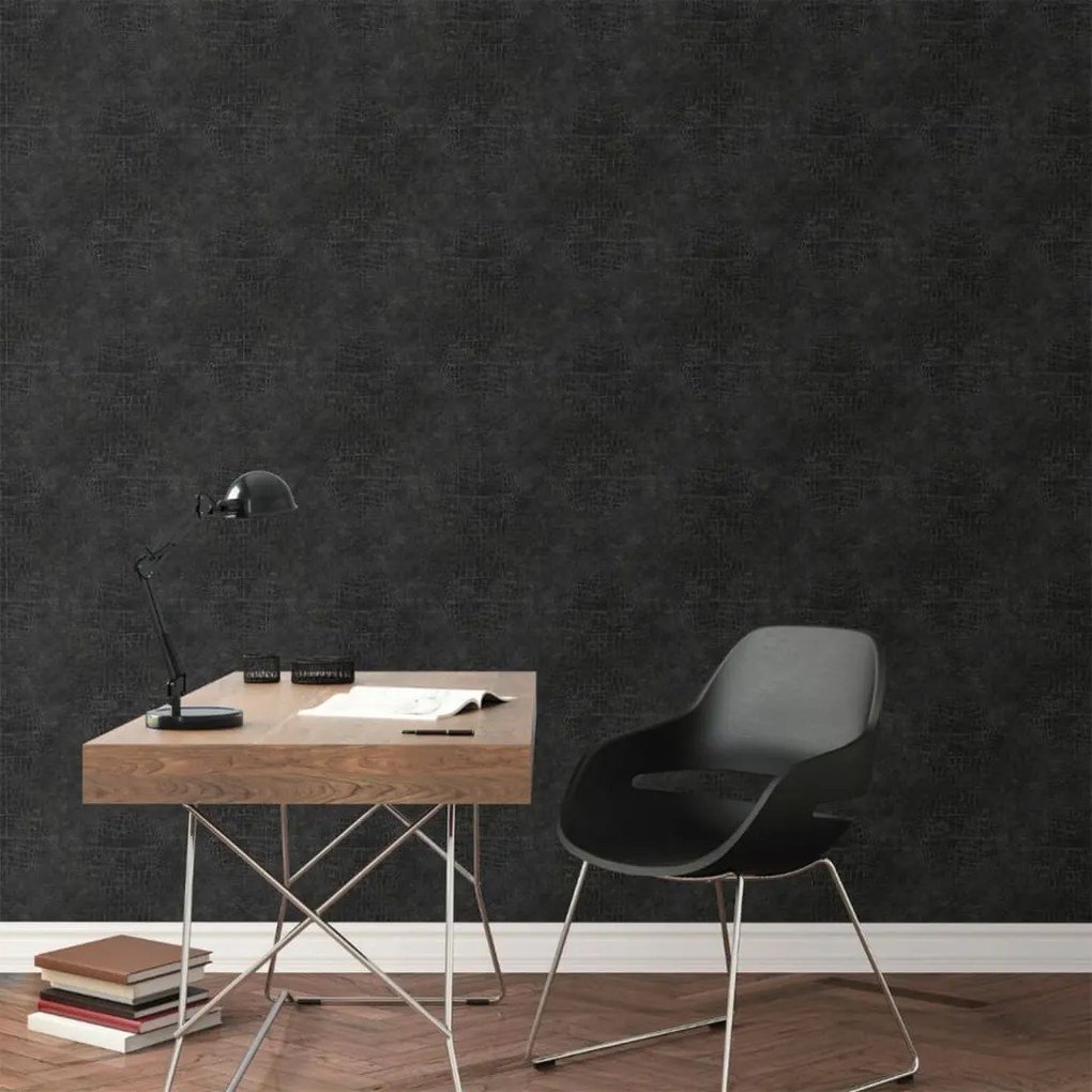 431378 Noordwand Papel de parede Croco preto
