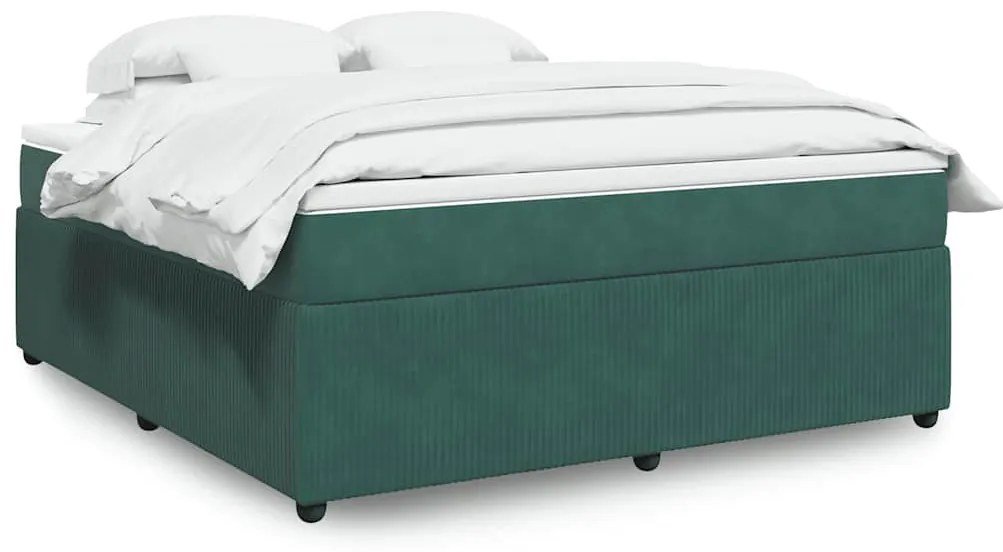 vidaXL Cama com molas/colchão 180x200 cm veludo verde-escuro