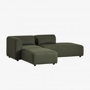 Sofá Modular De Canto Em 2 Peças Com Chaise Longue Direita E Puff Fogler Tecido Pele De Borrego Amarelo Curri - Sklum