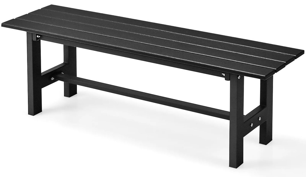 Cadeira para área externa de 47" com assento de ripas, estrutura de ferro revestida de plástico, cinza
