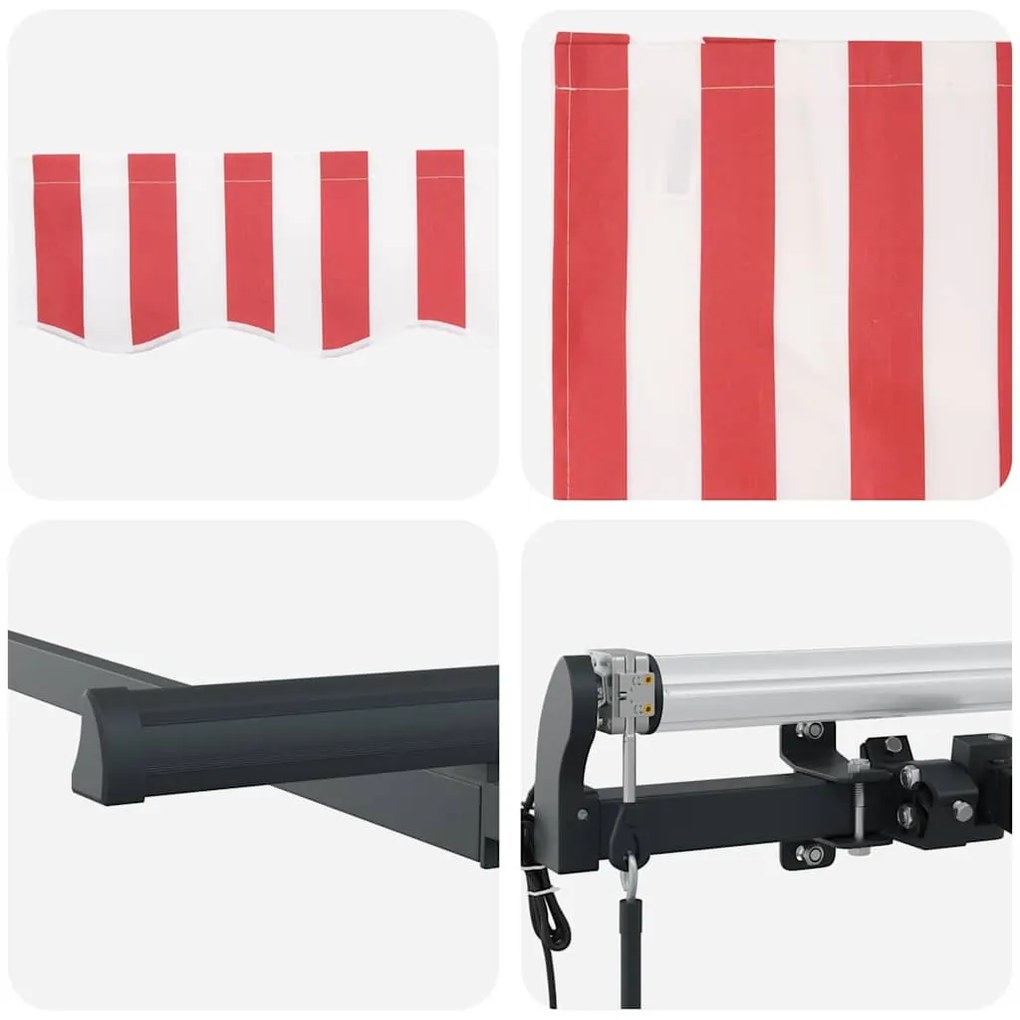 Toldo Retrátil Manual Vermelho e Branco e Antracite