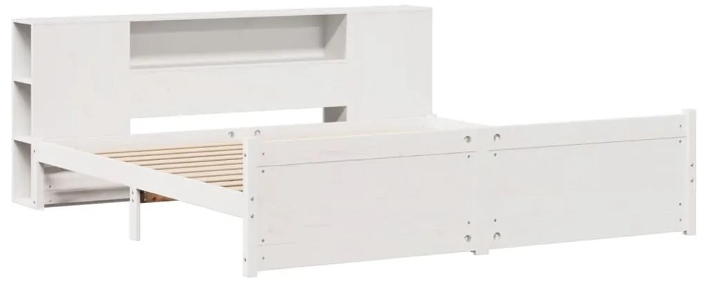 Cama com estante sem colchão 180x200 cm pinho maciço branco