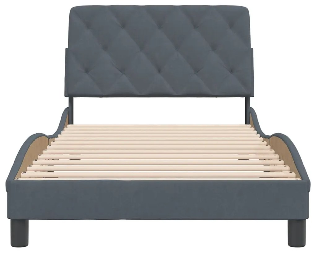 Estrutura de cama sem colchão 100x200 cm veludo cinzento-escuro
