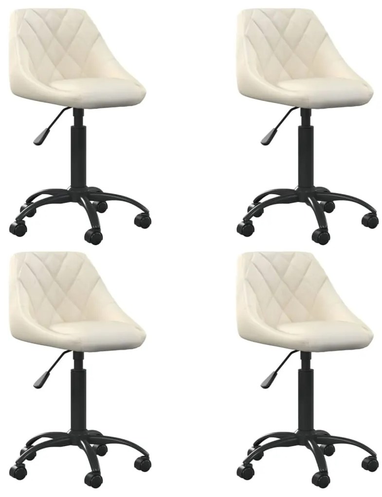 vidaXL Cadeiras de jantar giratórias 4 pcs veludo cor creme