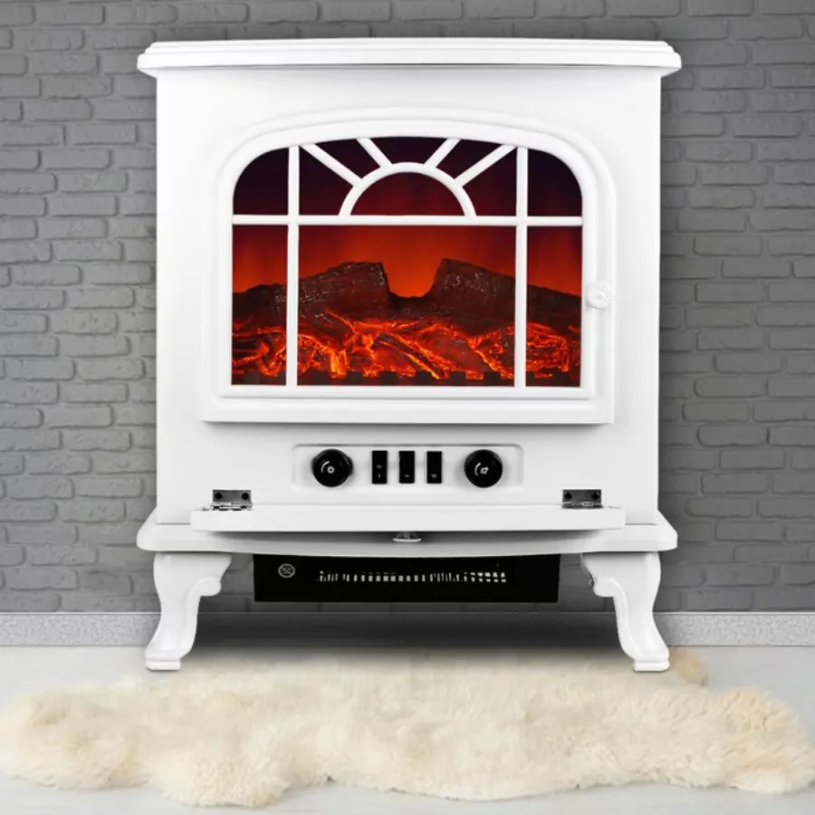 Lareira elétrica de 2000 W com ventilador aquecedor 50 x 28 x 60 cm Branco