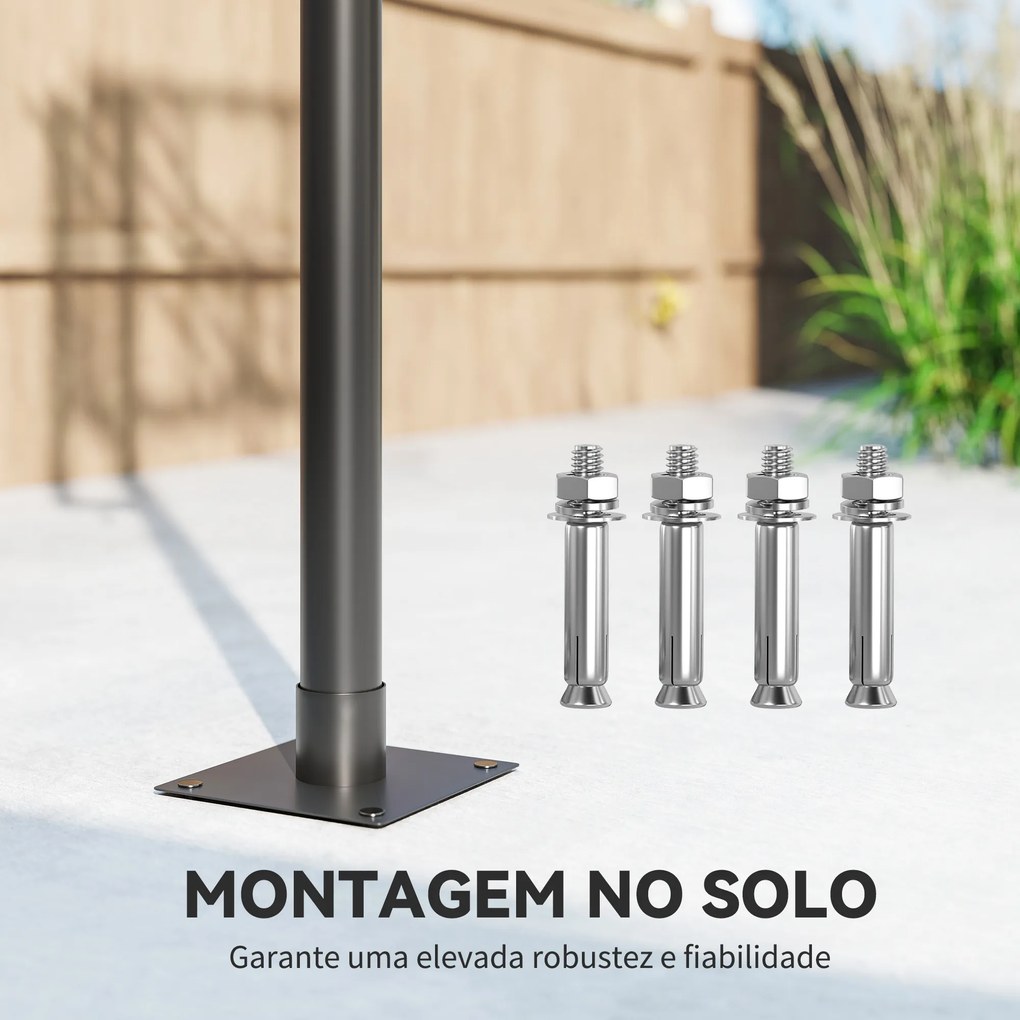 Cesto de Basquetebol para Exterior Altura Ajustável 230-305 cm Aro Ø48 cm e  Preto