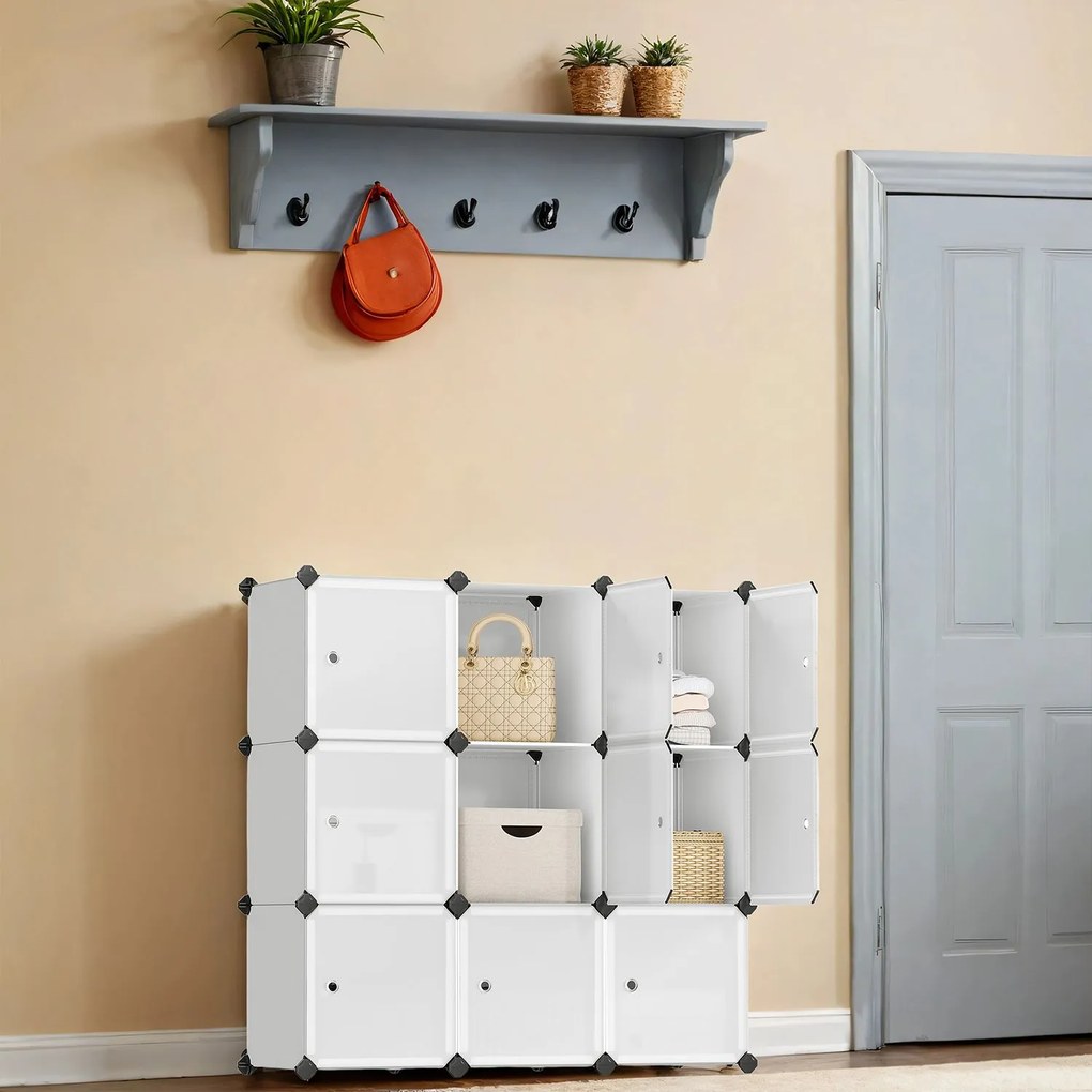 Armario de arrumação de plástico com 9 cubos 93 x 31 x 93 cm Branco