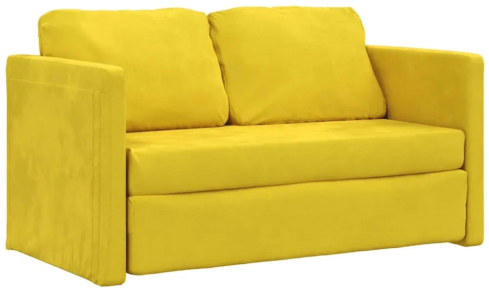 Sofá-cama sem pés 122x204x55 cm veludo amarelo-escuro