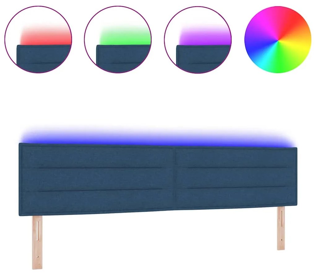 Cabeceira em LED Design Linhas Azul 100 cm Tecido