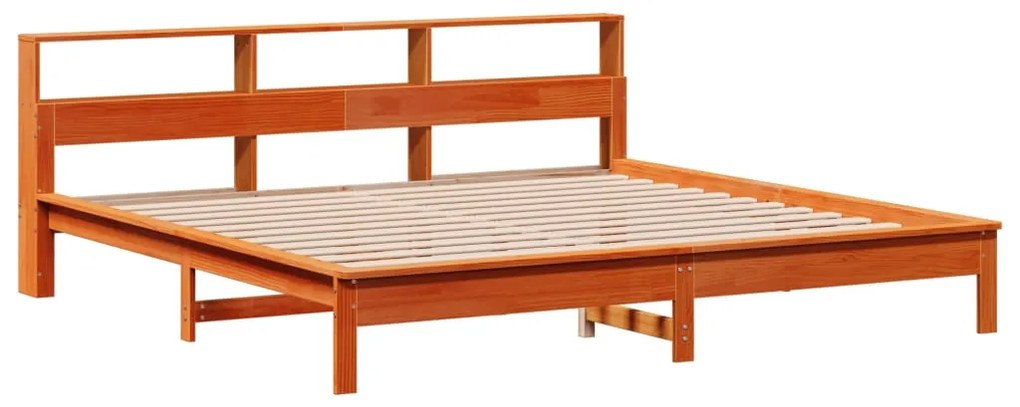 Cama sem colchão 200x200 cm pinho maciço castanho-mel