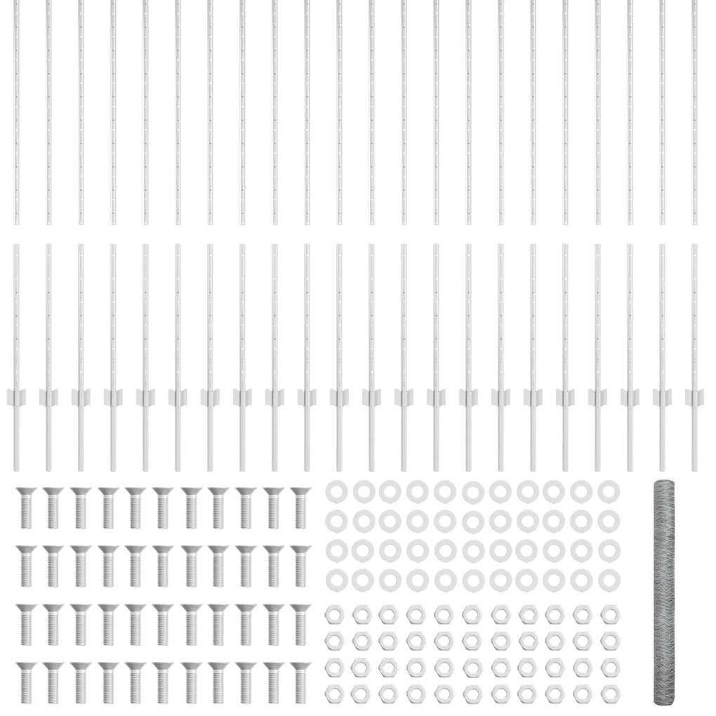 Postes de Cerca vidaXL 22 pcs U-Channel 140 cm Aço Galvanizado
