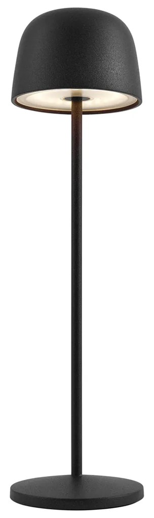 Candeeiro de mesa preto com LED recarregável com estação de carregamento IP65 - Raika Moderno