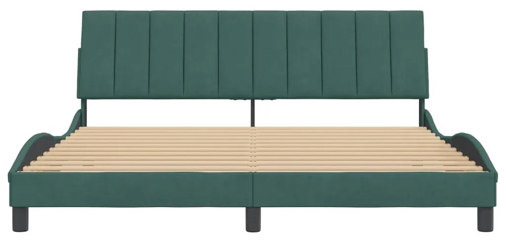 Estrutura de cama sem colchão 180x200 cm veludo verde-escuro