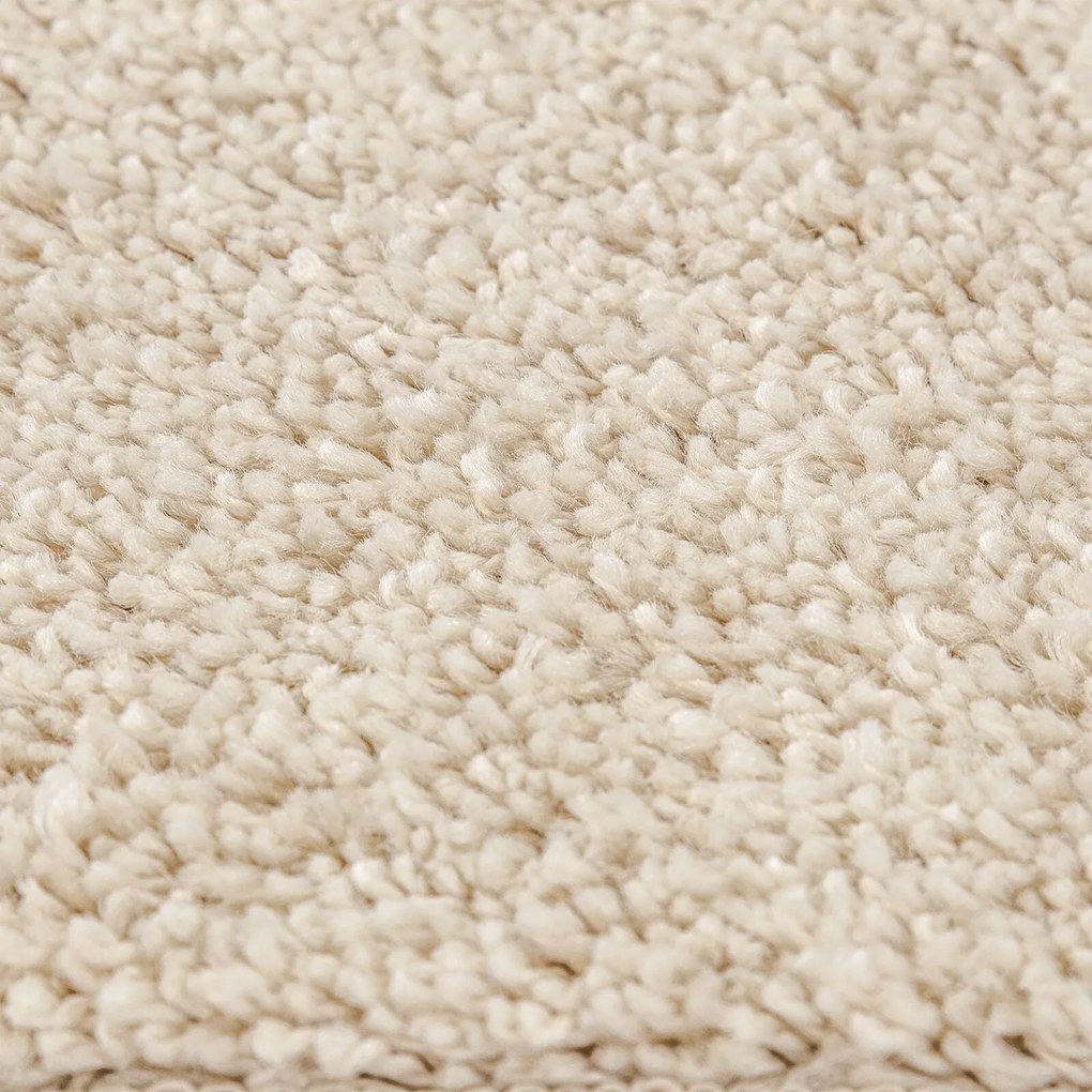 Tapete shaggy de alto pelo creme 160x160 cm PP