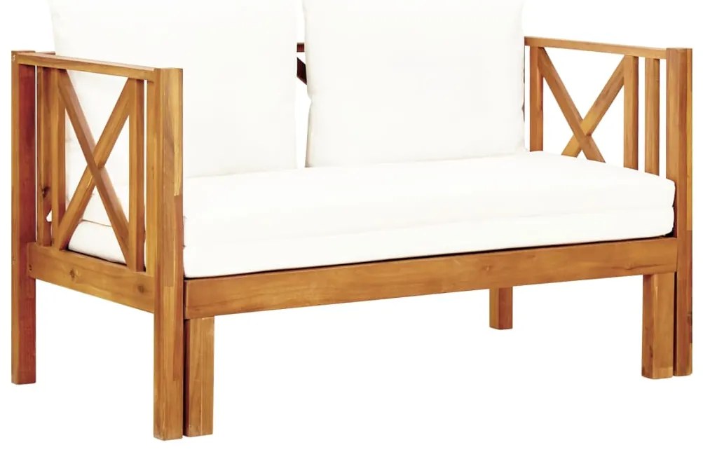 Banco de jardim 2 lugares c/ almofadões 122 cm acácia maciça
