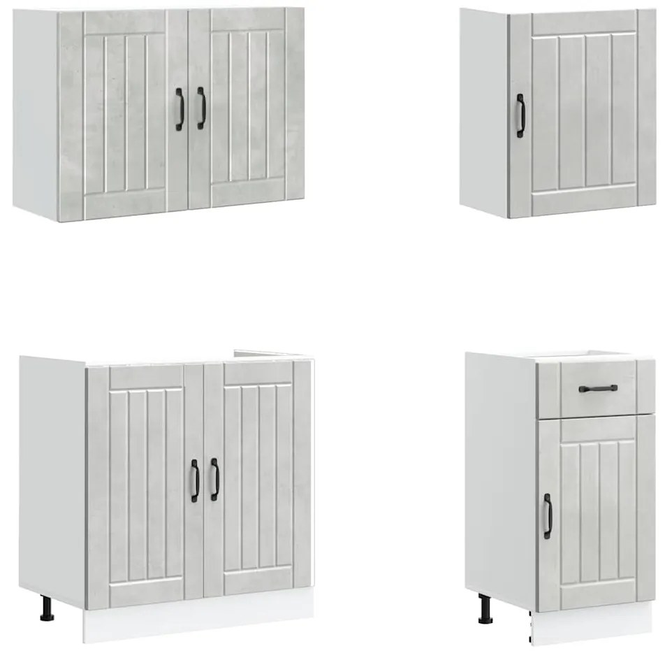 7 peças armário de cozinha conjunto Lucca cinzento cimento