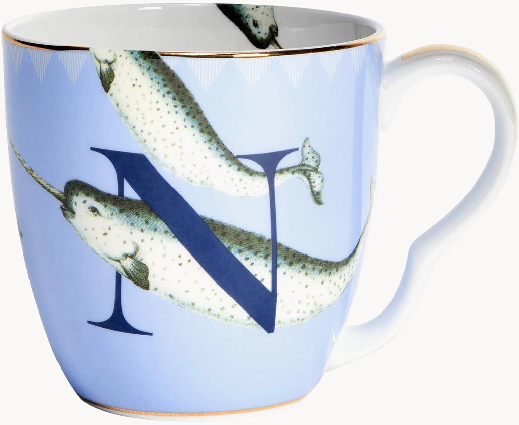 Caneca em porcelana fine bone china Narwhal
