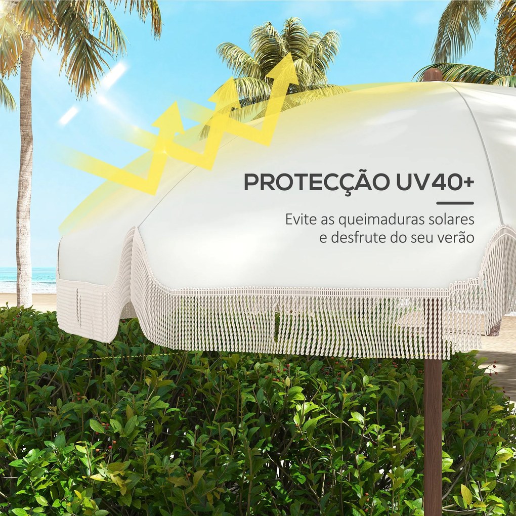 Chapéu de Sol de Praia Ø190x210 cm Chapéu de Sol para Terraço com 8 Va