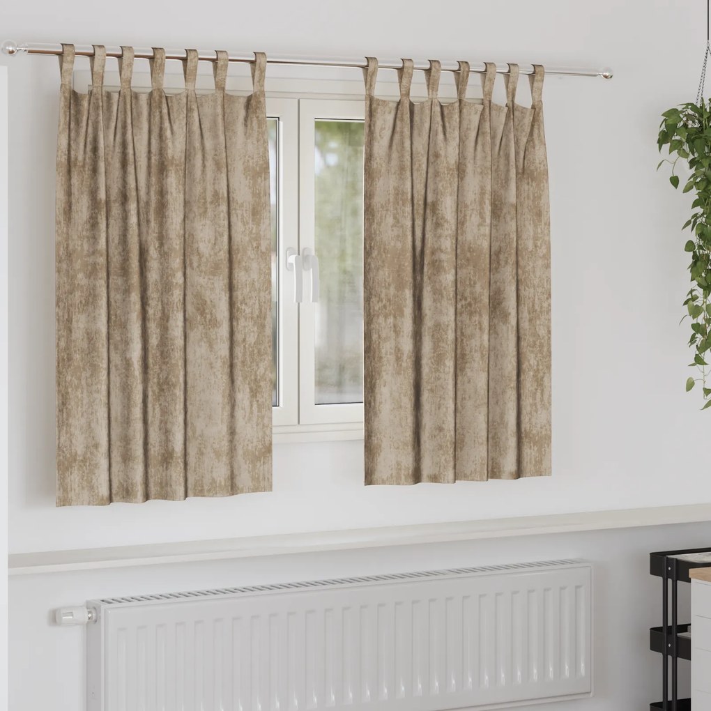 vidaXL Cortinas de Veludo 2 pcs com Ilhós Champagne 140x140 cm
