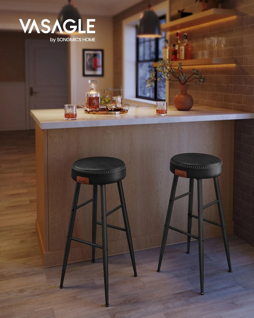Conjunto 4 Bancos de bar Coleção EKHO 51,6 x 51,6 x 76,20 Cm Preto