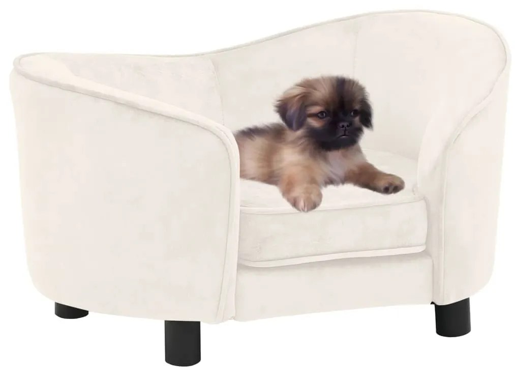 vidaXL Sofá para cães 69x49x40 cm pelúcia cor creme