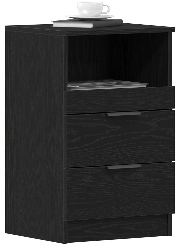 Criado-mudo vidaXL Preto Carvalho 40x35x65 cm Feito de Madeira Derivad