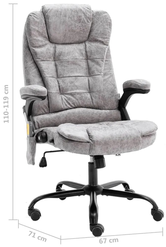 Cadeira de massagens p/ escritório couro artificial cinza-claro