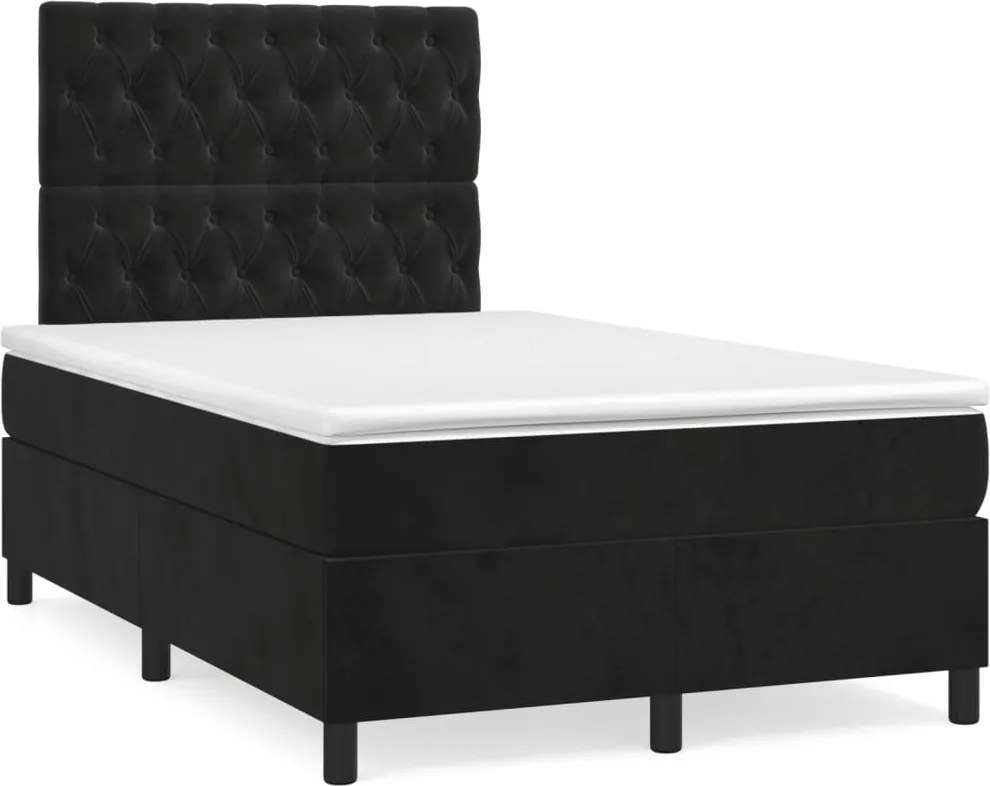 Cama box spring c/ colchão e LED 120x190 cm couro artif. preto