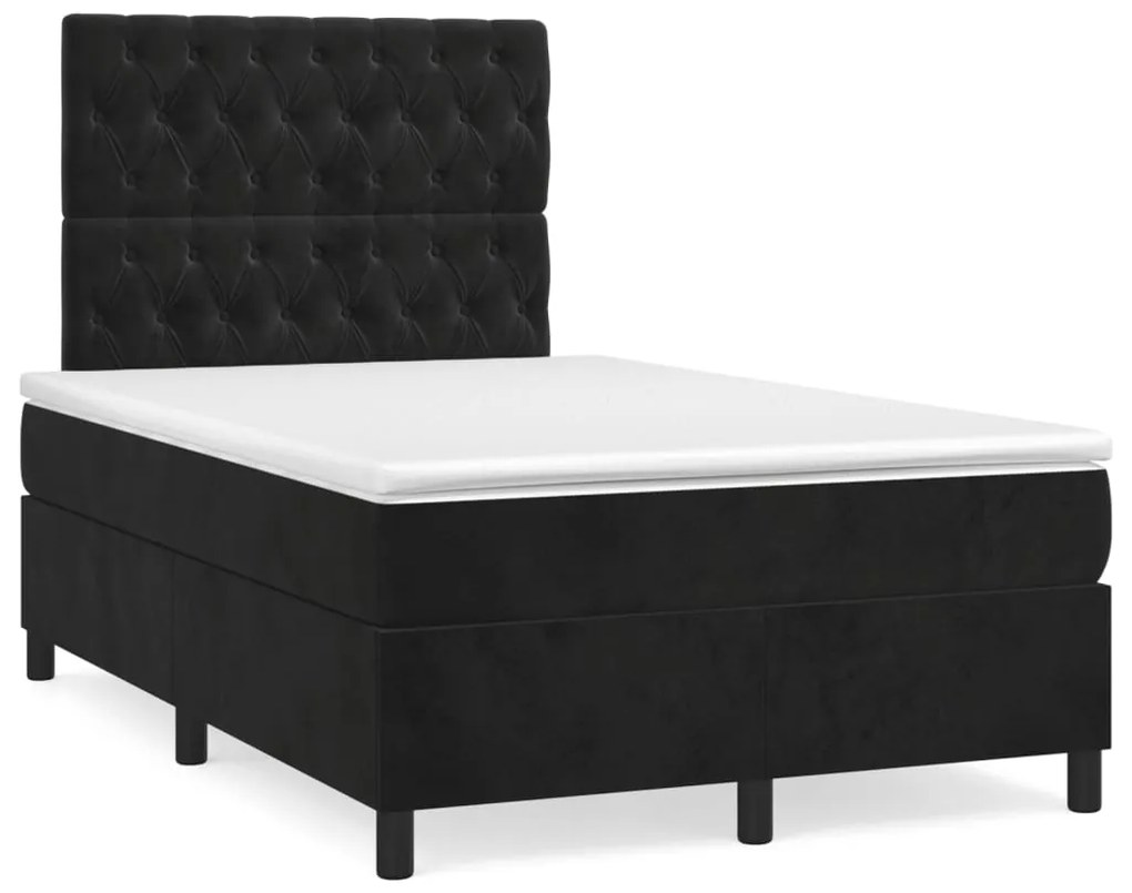vidaXL Cama box spring c/ colchão e LED 120x190 cm couro artif. preto