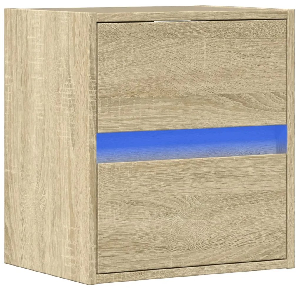 Móvel de parede p/ TV c/ luzes LED 41x31x45 cm carvalho sonoma