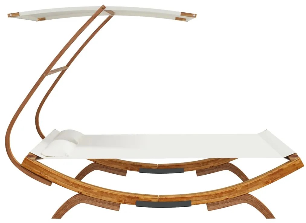 Espreguiçadeira c/ toldo 165x203x138 cm madeira curva creme