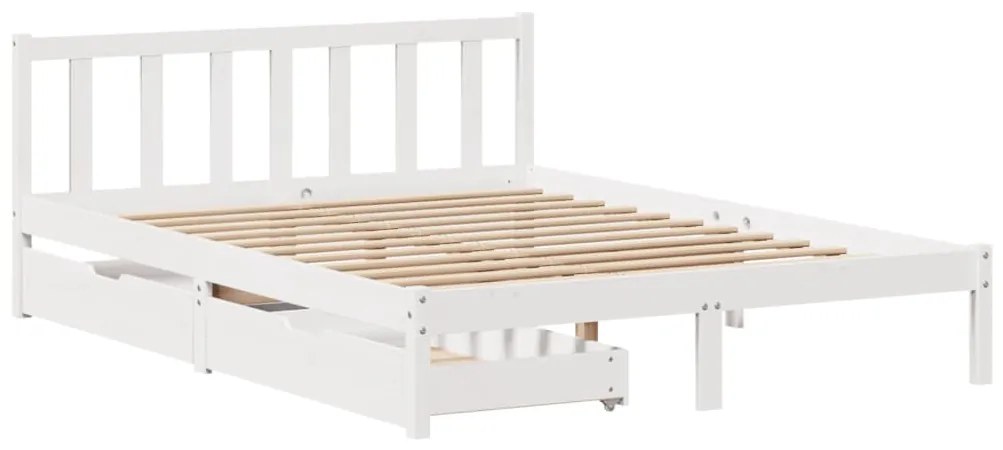 Cama sem colchão 140x200 cm madeira de pinho maciça branco