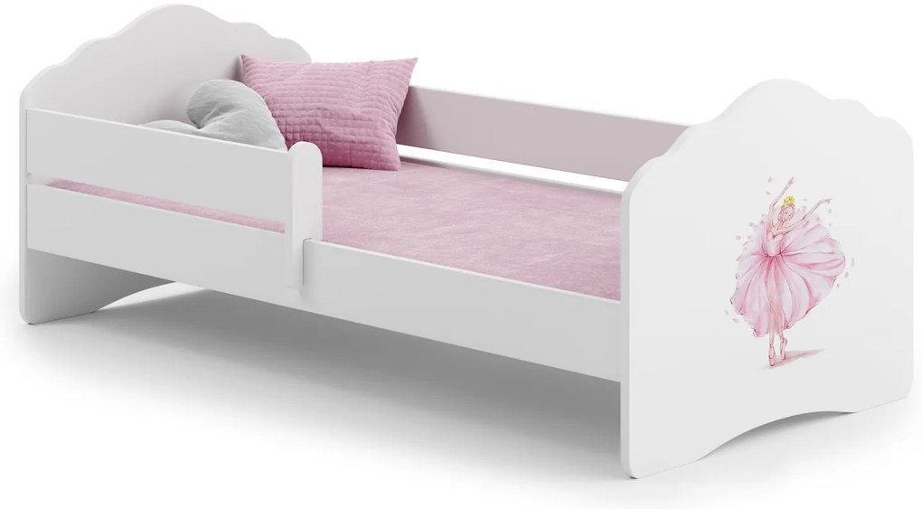 Cama infantil Wave princesa 160x80 com grades branca - colchão e estrado incluído