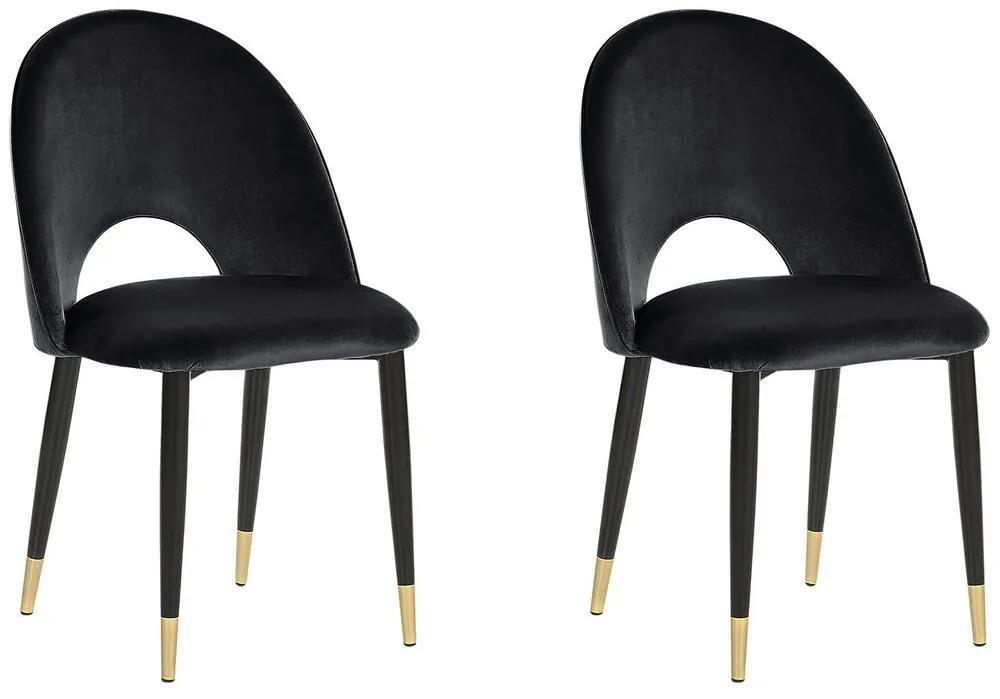 Conjunto de 2 cadeiras de jantar em veludo preto MAGALIA Beliani