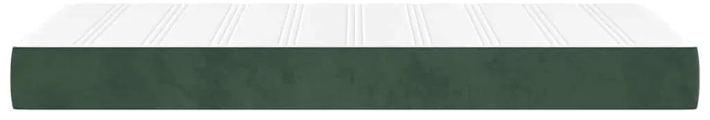 Colchão de molas ensacadas 100x220x20 cm veludo verde-escuro