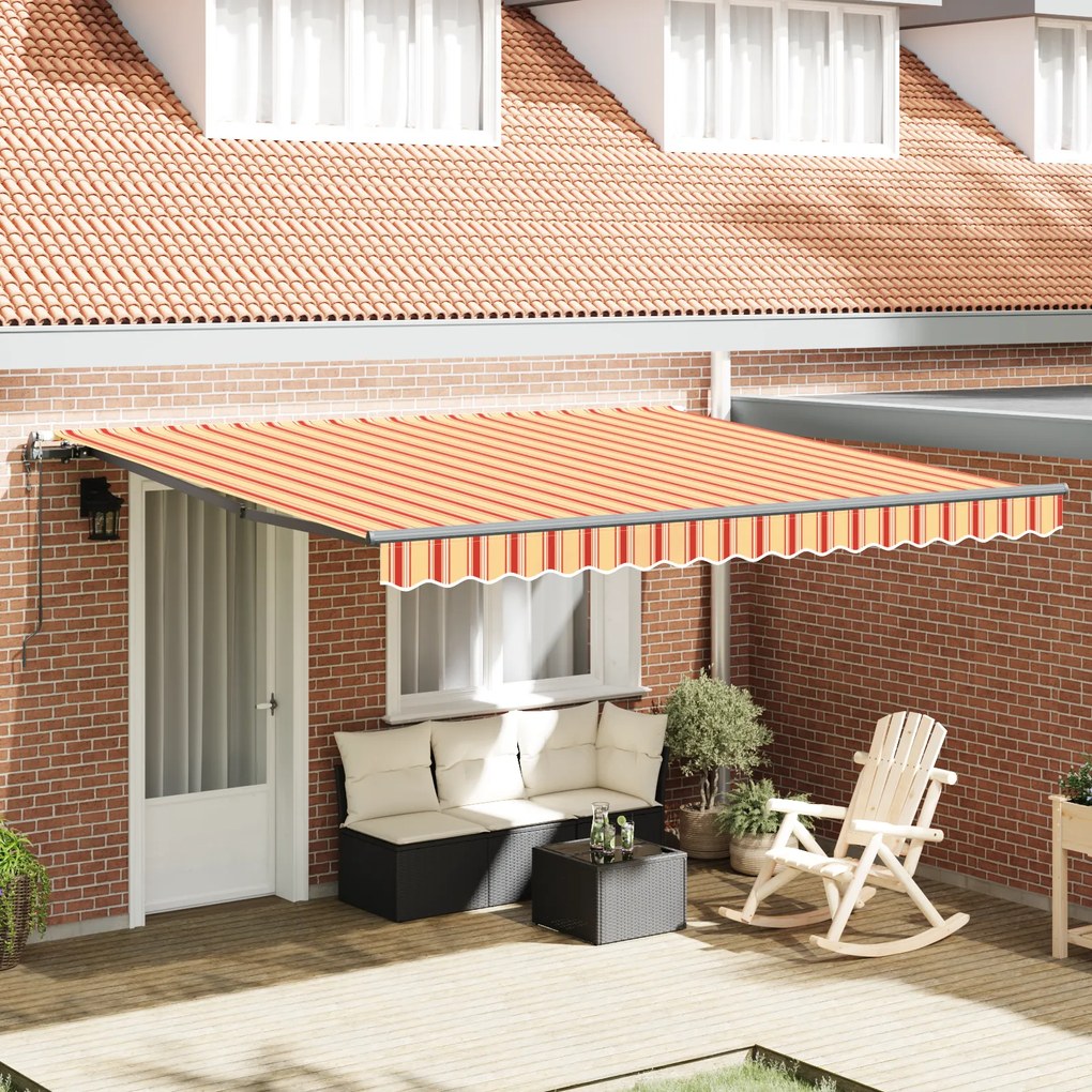 vidaXL Toldo Retrátil Automático Amarelo e Laranja 400x350 cm
